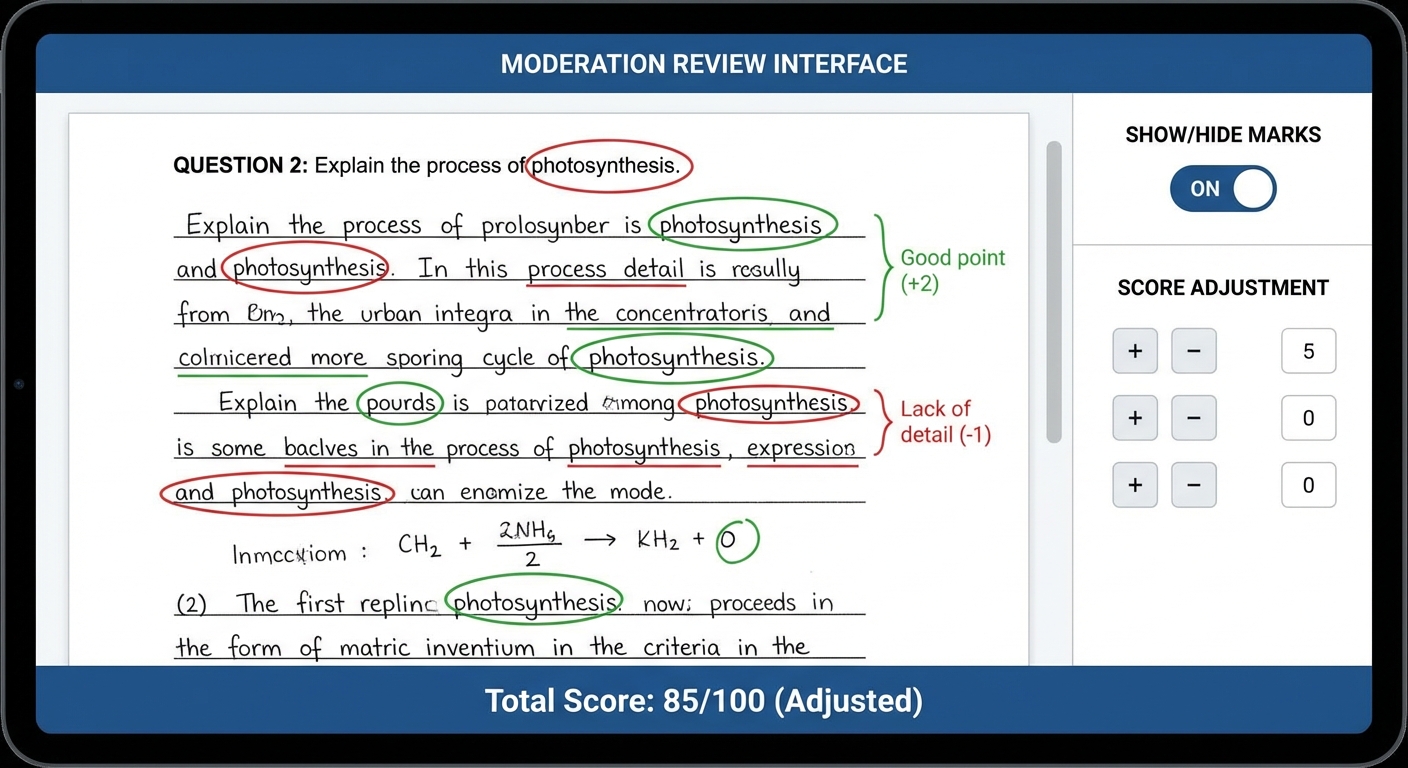 Verification overlay with evaluator marks