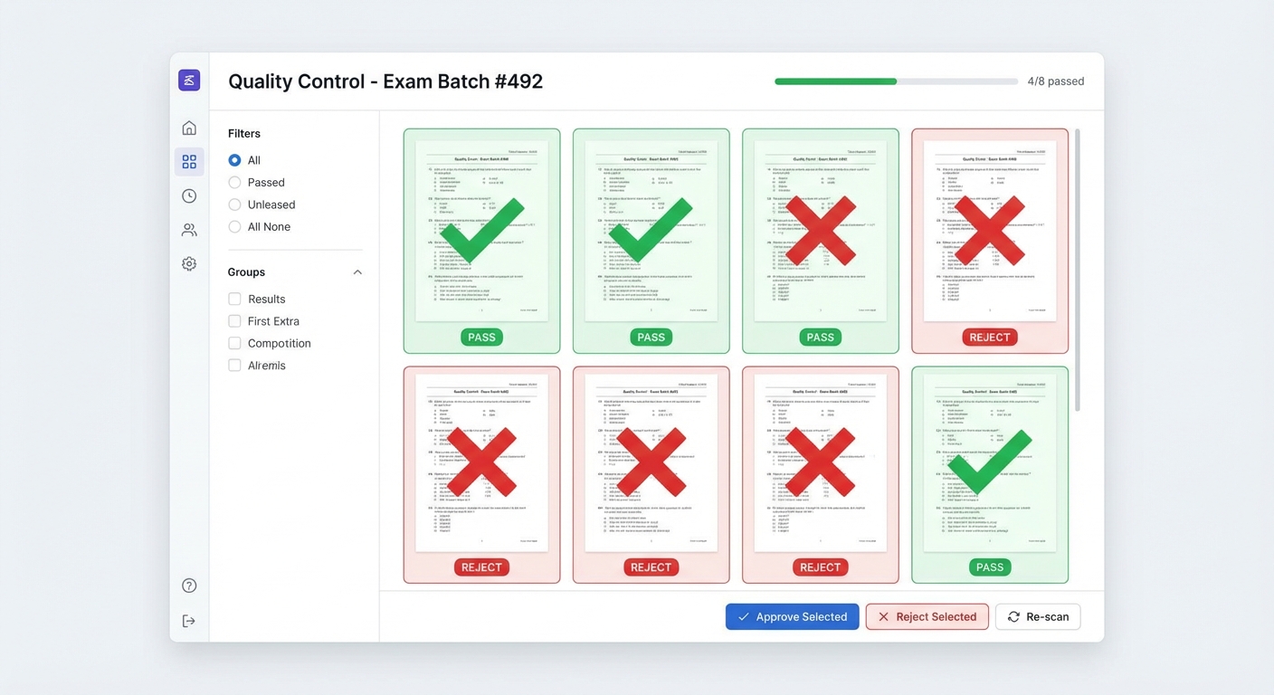 QC grid view for scanned pages
